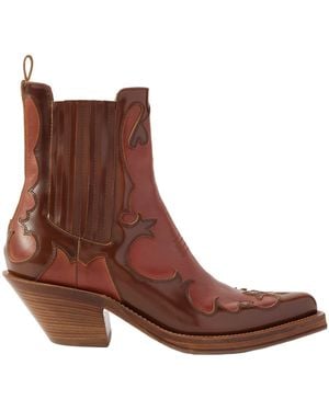 Gabriela Hearst Cassidy Two-Tone Leather Ankle Boots - Brown