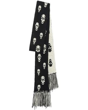 McQueen Skull Knit Scarf - White