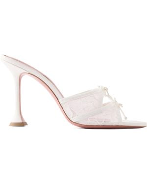 AMINA MUADDI Bow-Detailed Lace And Leather Mules - White