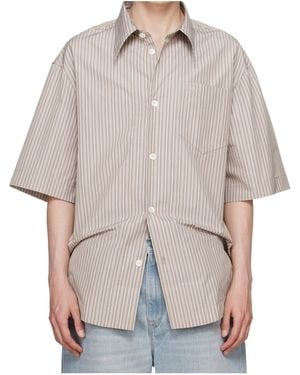 Ami Paris Ami Striped Short Sleeved Shirt - Gray