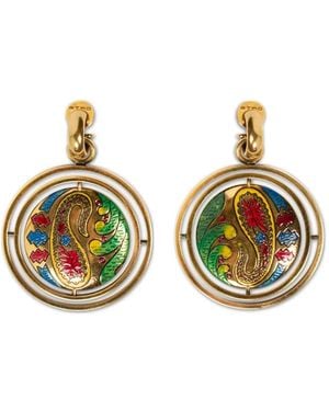 Etro Drop Earrings With Paisley Button - Green