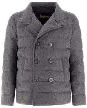 Herno Double-Breasted Down Coat - Grey