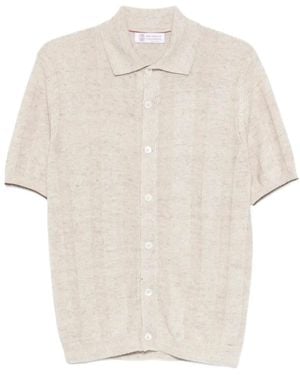 Brunello Cucinelli Short-Sleeved Knitted Shirt - White