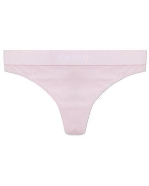 Tom Ford Logo Waistband Thong Briefs - Purple