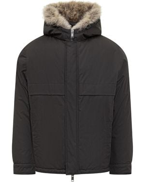 Yves Salomon Parka With Fur Hood - Black