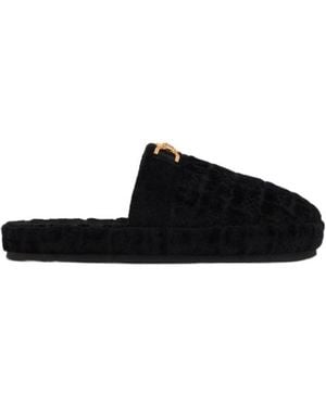 Versace Logo Slippers - Black