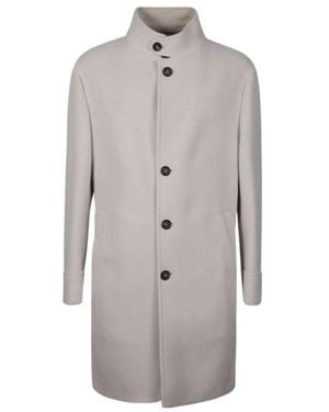 Eleventy Stand Collar Wool Coat - Grey