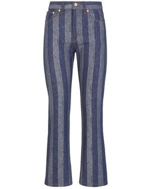 Fendi Logo Patch Striped Jeans - Blue