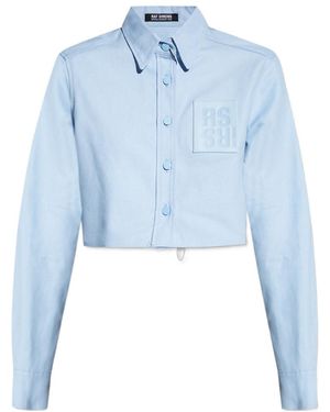 Raf Simons Cropped Cotton Shirt - Blue