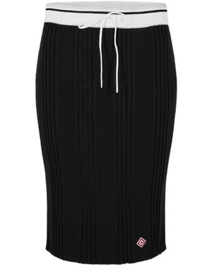 CASABLANCA Striped Knitted Miniskirt - Black