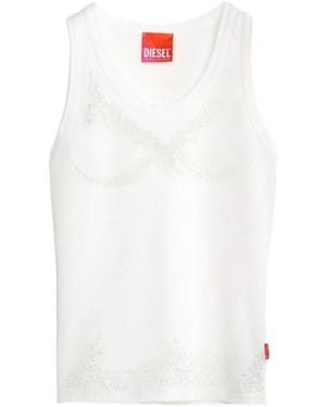 DIESEL X Tinder Lace-Print Ribbed T-Shirt - White
