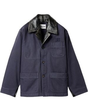 Miu Miu Patch-Pocket Denim Jacket - Blue