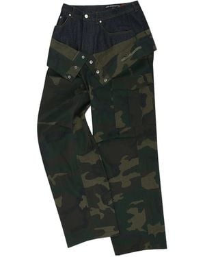 ANDERSSON BELL Camouflage Double-Waisted Cargo Wide-Leg Jeans - Grey