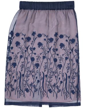 P.A.R.O.S.H. Floral-Embroidery Midi Skirt - Blue