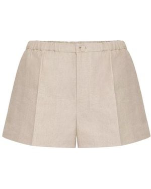 Valentino Mid-Rise Pleated Shorts - Natural