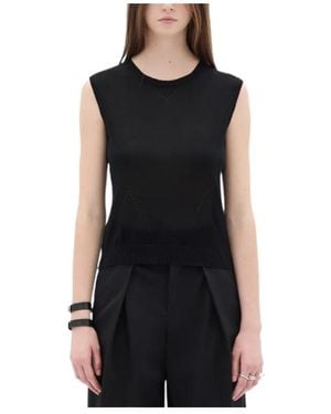 Ann Demeulemeester Round-Neck Knit Vest - Black