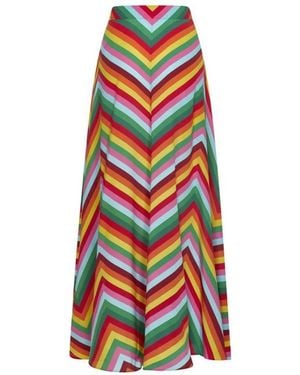 Valentino High-Waisted Chevron-Print Maxi Skirt - Red