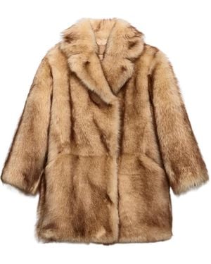 Prada Shearling Caban Jacket - Brown