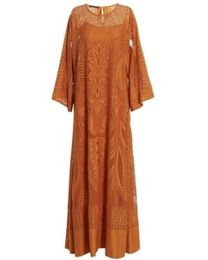 Alberta Ferretti Crochet Maxi Dress - Orange