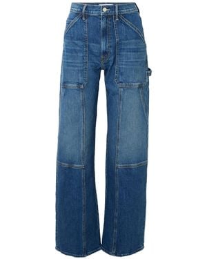 Mother The Lasso Utility Sneak High-Waisted Straight Leg Jeans - Blue
