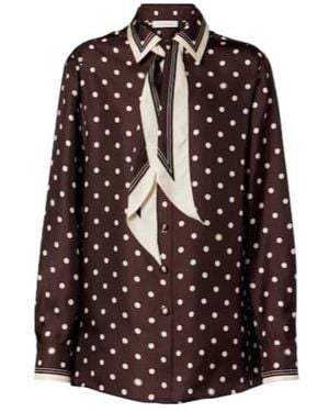 Zimmermann Polka-Dot Silk Shirt - Brown