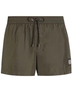 Dolce & Gabbana Logo Plaque Swim Shorts - Green