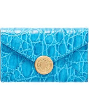 Dries Van Noten Crocodile-Patterned Leather Wallet - Blue
