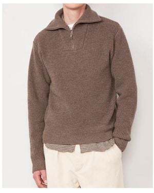 Officine Generale Tarek Quarter-Zip Jumper - Brown