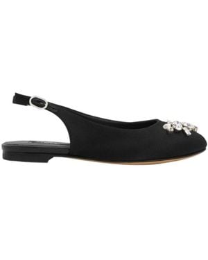 Dolce & Gabbana Crystal-Embellished Slingback Ballerina Shoes - Black