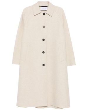 Harris Wharf London Button-Fastening Raglan-Sleeve Coat - White