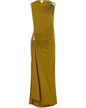 Bottega Veneta Gathered Embellished Maxi Dress - Metallic
