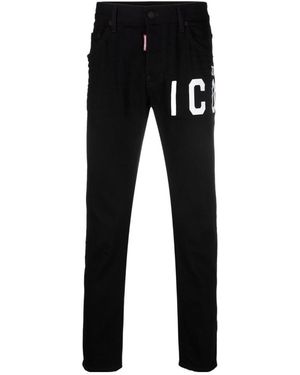 DSquared² Logo Printed Skater Jeans - Black