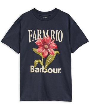 Barbour X Farm Rio Floral-Print T-Shirt - Blue