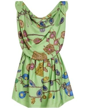 Versace Printed Silk Dress - Green