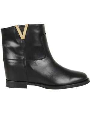 Via Roma 15 Plaque Ankle Boots - Black