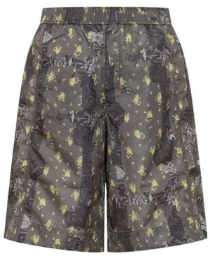 Ganni Printed Nylon Bermuda Shorts - Grey