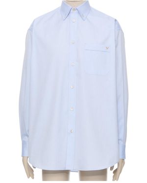 Valentino Logo Plaque Button-Up Shirt - Blue