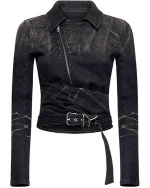 Y. Project Wrap Fitted Denim Jacket - Blue