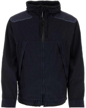 C.P. Company Zip-Up Panelled Hooded Windbreaker - Blue