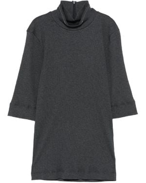 Brunello Cucinelli High-Neck Ribbed Top - Gray