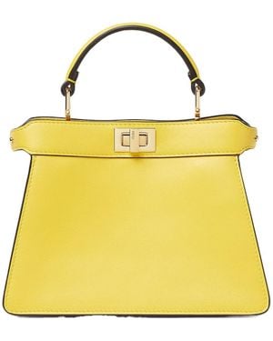 Fendi Twist-Lock Top Handle Shoulder Bag - Yellow