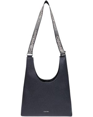 Calvin Klein Large Shoulder Bag With Adjustable Webbing - Blue