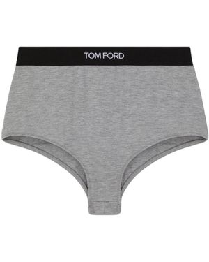 Tom Ford Logo-Waistband Stretched Briefs - Gray