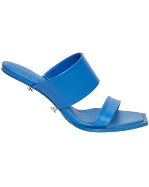McQueen 75Mm Platform Leather Mules - Blue