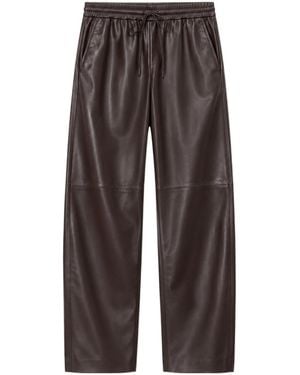 JOSEPH Nat Straight-Leg Leather Trousers - Brown