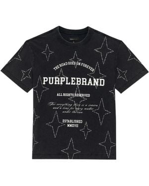 Purple Brand Crystal-Embellished Cotton T-Shirt - Black