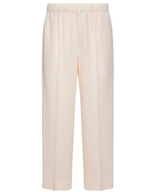 Homme Plissé Issey Miyake Elasticated Pleated Trousers - White