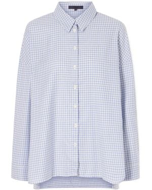 Tibi Checked Lyocell And Cotton-Blend Shirt - Blue
