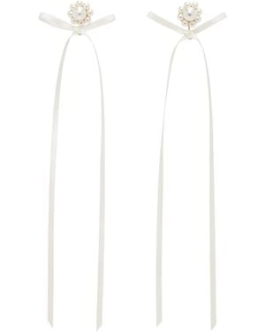 Simone Rocha Bow Ribbon Stud Earrings - White