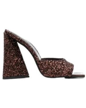 The Attico Devon Sequin-Embellished Mules - Brown